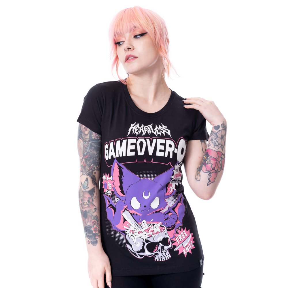 Heartless - Game Over O'S Unisex Tshirt - Zwart